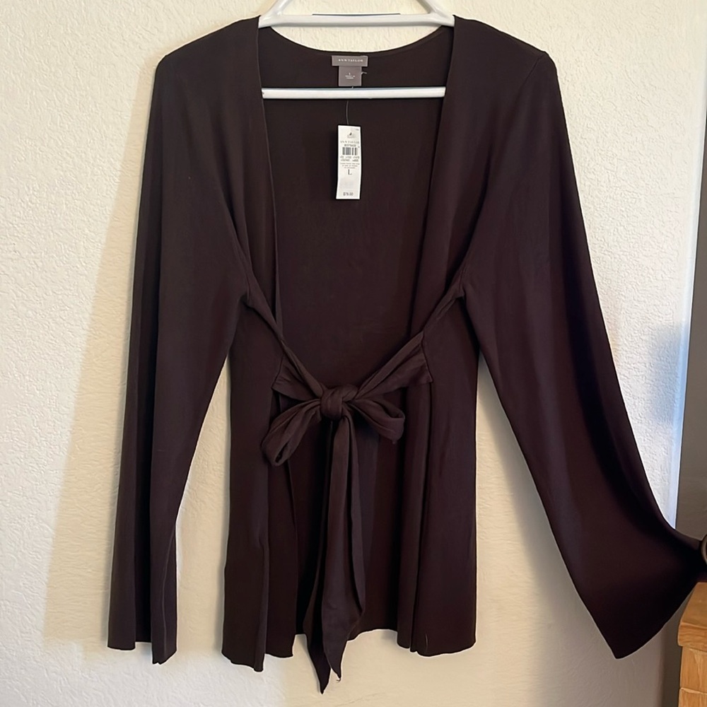 NWT- Ann Taylor Long Sleeve Wrap Cover Up Top